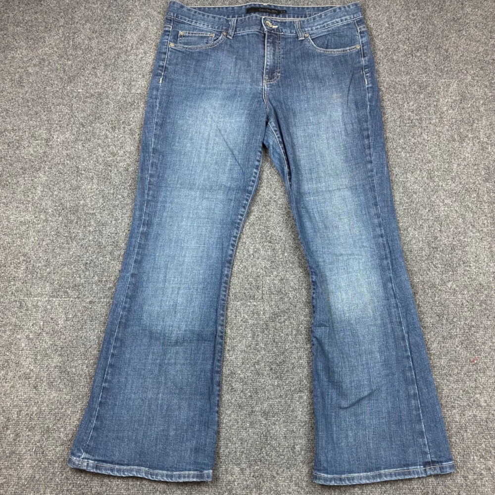 Calvin Klein Jeans Womens Size 31/12 Flare Medium Wash Blue Stretch Denim Jeans